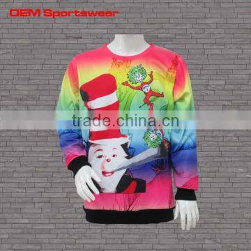 Colorful printing oem custom pullover fashion sweaters