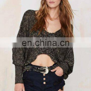 2015 New Stylish Cropped Slouchy Dolman Sleeves Asymmetric Sweater Woman Cardigan photo-2