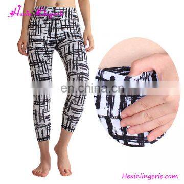 Wholesale Capri High Waisted Gym Printed White Yoga Pants Legging