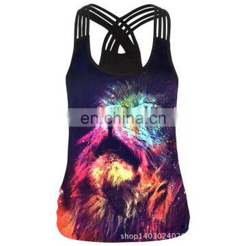 guangzhou factory gym clothing print with cool pattern vest sports sleeveless t shirt for women