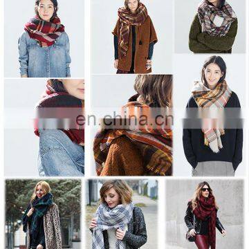 Wholesale Fashion Colorful Plaid Square Pashmina Scarf Shawl photo-4