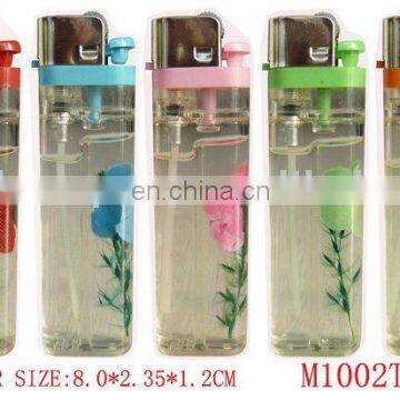 colorful head plastic disposable Lighter with flower in it-china lighter manufacture