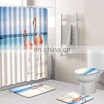 Suitable For Family Bathroom Sets With Polyester Shower Curtain And Doormats Rugs Bathroom Custom Shower Curtain Sets