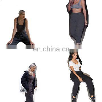 2020 Women Baggy Gray Sports Trousers Wide Leg Oversized Streetwear Joggers High Waisted Sweatpants photo-2