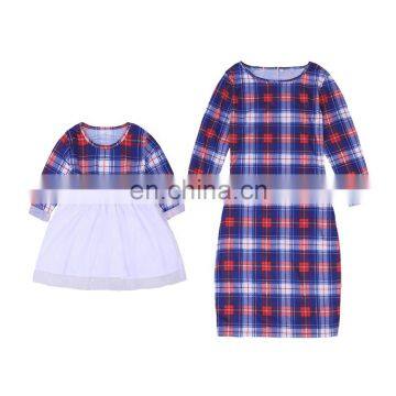 Mother Daughter Dresses Matching Outfits Moms And Girls Clothes Long Sleeve Plaid Family Dress (this Link for Kids) photo-5