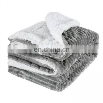 Hot Sale Wholesale Thick Double Flannel Sherpa Lambskin Blanket photo-2