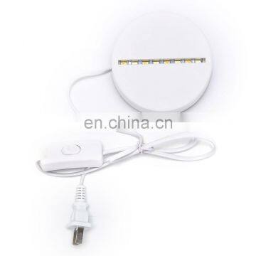 Modern Black Plug Cable Led Night Light 3 Colors Change Lamp Holder Lighting Acrylic 3D Assembled Base