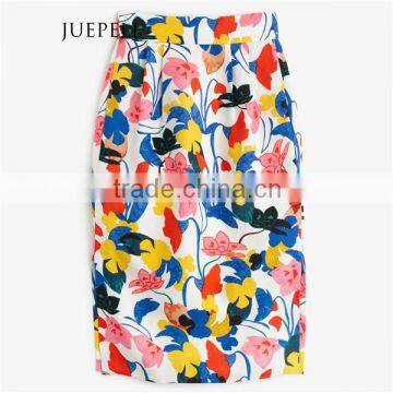 Printucked Floral Women Midi Skirt