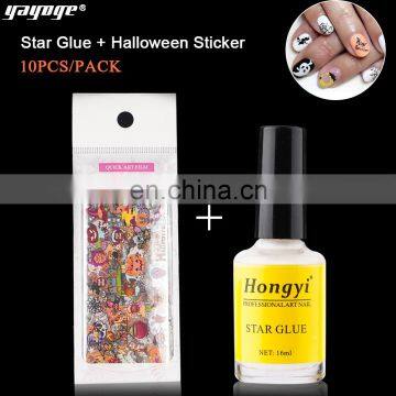 3d children halloween gel nail sticker ten pieces different nail stickers with nail glue for festival girls