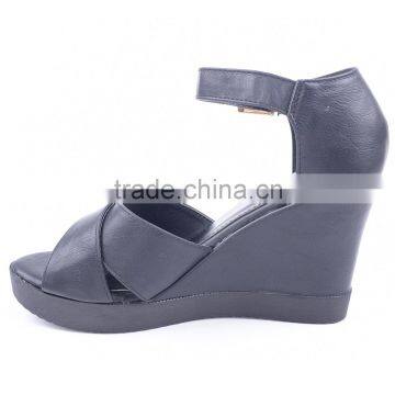Newly Latest Ladies Cheap Fancy Wedge Slippers Shoes and Sandals With Golden Buckle photo-4