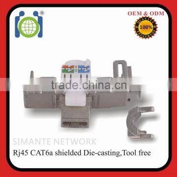 RJ45 CAT6A Tooless STP shielded keystone Jack