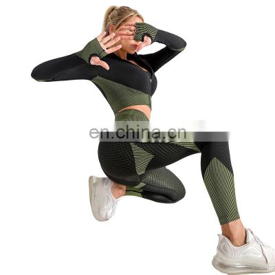 2021 hot autumn and winter ladies hot fashion sexy sports fitness leggings long sleeve fitness sportswear