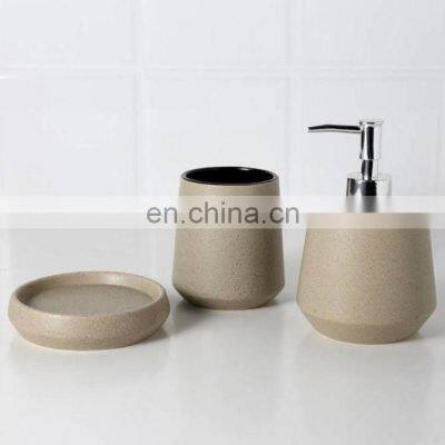 Hot Selling Brown Frosted Solid  Ceramic Bathroom Sets