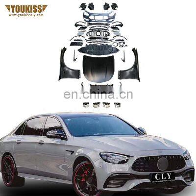 Ukiss Wide Bodykits For 2021 Benz E-class W213 Upgrade E63s 1:1 AMG Front car bumpers Grille Fenders Hoods Rear Diffuser tip