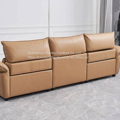 New Hidden Control Panel Function Sofa Italian Double Armrest Headrest Adjustable Combination Sofa Furniture photo-3