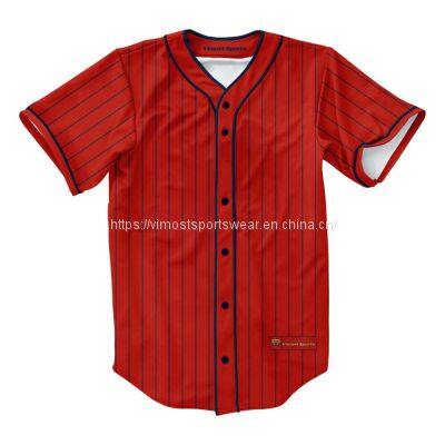 2023 polyester baseball jersey with red colors