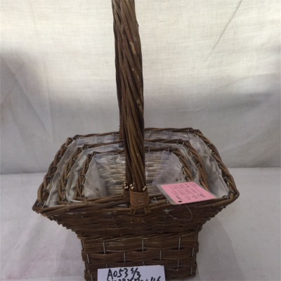 High Quality Custom Red Willow Wicker Storage Baskets with wood handles