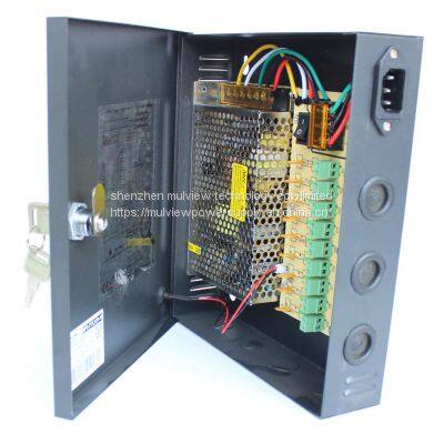 9CH Outputs PTC Auto Reset Fuse 12V 10A 120W CCTV Central AC DC Power Supply Distribution Box