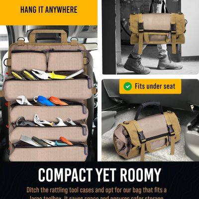 Heavy Duty Tool Roll Up Bag W/Detachable Pouches - Waterproof Tool Organizer photo-4
