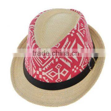 certificated paper braided promotional folding straw hat with belt buckle