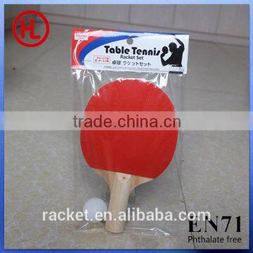 promotional poplar wooden ping pong table tennis racket set with 1 table tennis ball with headcard packaging wholesale