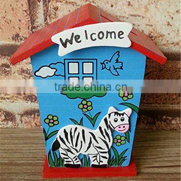 Christmas children's gift small cartoon coin saving money box wooden house money saving box