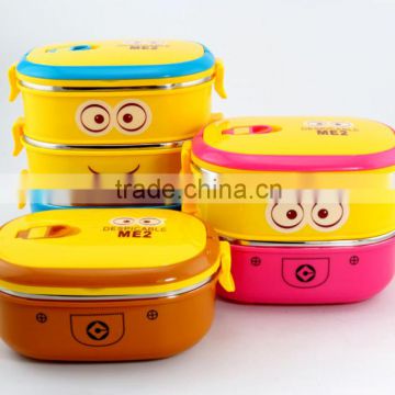 2015 children lovely lunch box ,Minions bento box, insulationg lunch box (Accept OEM)