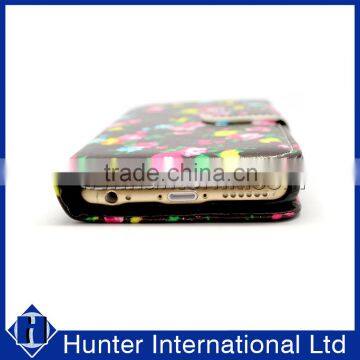 Hot Sale Black Flower Wallet Case For IPhone 6S photo-4