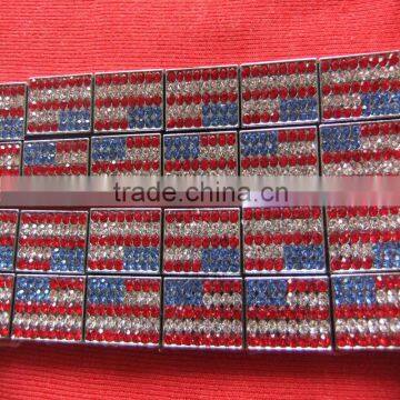 Wholesale jewelry American flag USA flag charm, 10 mm slide charms Alloy diamond flag