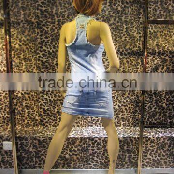 2016 Summer Hot Drilled and Beads Short Denim Dresses for Women photo-5