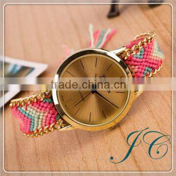New Fashion Cute Handcrafted Woven Quartz Watch, Fabric Women Geneva Watches photo-3