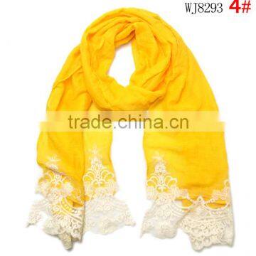 2015 Autumn Winter Newest Embroidery Floral Lace Sewed Cotton Baby Girls Scarf photo-3