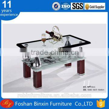 Living room furniture F07 rectangular glass coffee table aluminum alloy metal tea table