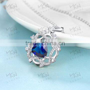 Necklace Jewelry Design in Hollow Style With Blue Big Zircon