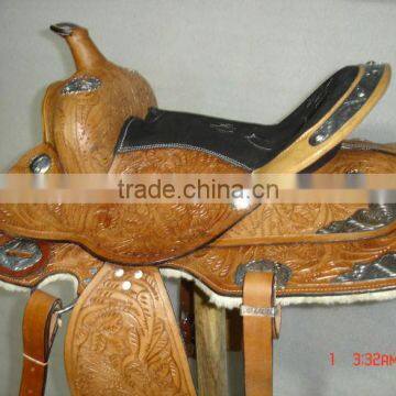 Leather western saddle