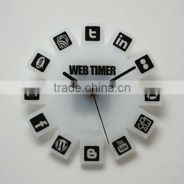 hot sale high quality model house interior decoration frosted acrylic wall clock with small silence