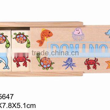 China Online Shopping 28 Pcs Hot-sale Sea Animal Baby's Safety Gift Small Size Puzzle Wooden Boxkids Domino Game Set photo-5