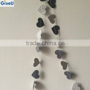 Shiny Silver Heart Paper Garland Banner Bedroom Decor