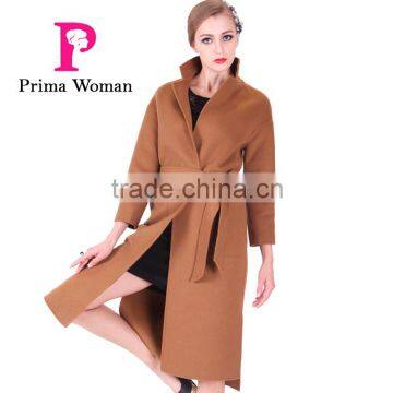 2016 New Design Spring Women Length Slim Fit Wool Trench Coat With Belt photo-4