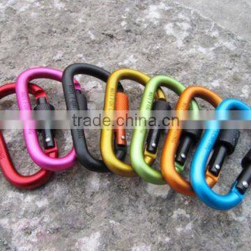 Hot Sales Fashion style Color D shaped Aluminum karabiner Snap Hook & Spring hook