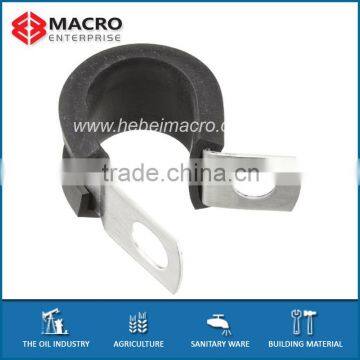 P type hose clip with rubber lining