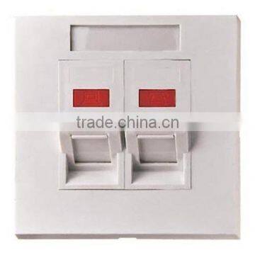 Factory Price High Quality Network Dual Port RJ45 Faceplate 86 Type Wall Plate GL-1208