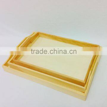 Handmade Antique Nested Tray 3 Pcs Set Natural Wooden Tray Plate Pine photo-3