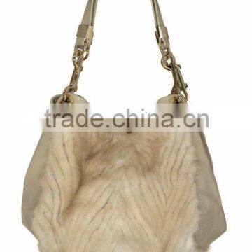 BG13003 mink fur bag with genuine leather accesories
