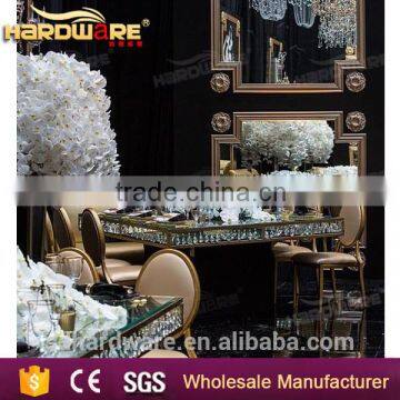 Glass Top Banquet Table Crystal Chandelier Pendant Wedding Table photo-4
