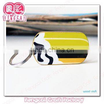 Custom Laser Craft colorful painted wood key chain pendant for promotional or tourist souvenir