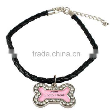 Dog Bone Heart Round Photo Frame DIY Mini Crystal Pendant Charm Necklace photo-2