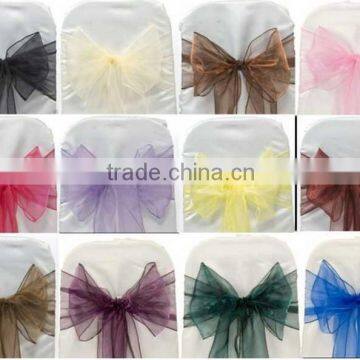 Factory supply colored organza chair sashes plain dyed organza fabric for banquet wedding Party Decoration Bow, home and hotel