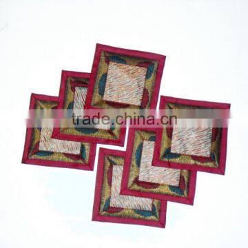 Indian Silk Table Runner With 6 Place Mats & 6 Coaster in Red Color Size 16*62 photo-4