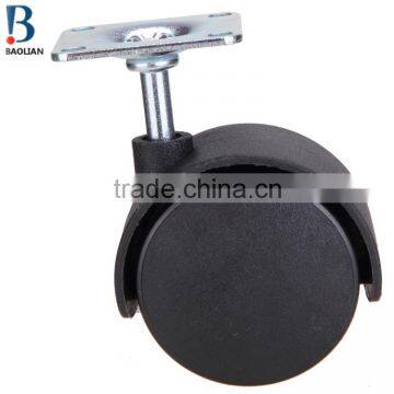 2015 Discount 2-inch Nylon Black Plastic Square Plate Double Swivel Furniture Caster Wheels photo-5